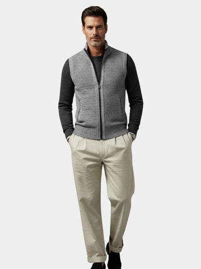 Elegant Full-Zip Sweater Vest - Cross & Crown
