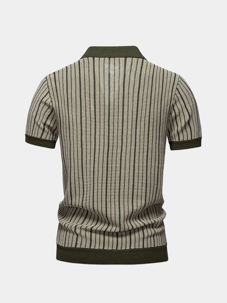 Striped Knit Polo Shirt - Cross & Crown
