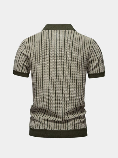 Striped Knit Polo Shirt - Cross & Crown