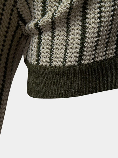 Striped Knit Polo Shirt - Cross & Crown