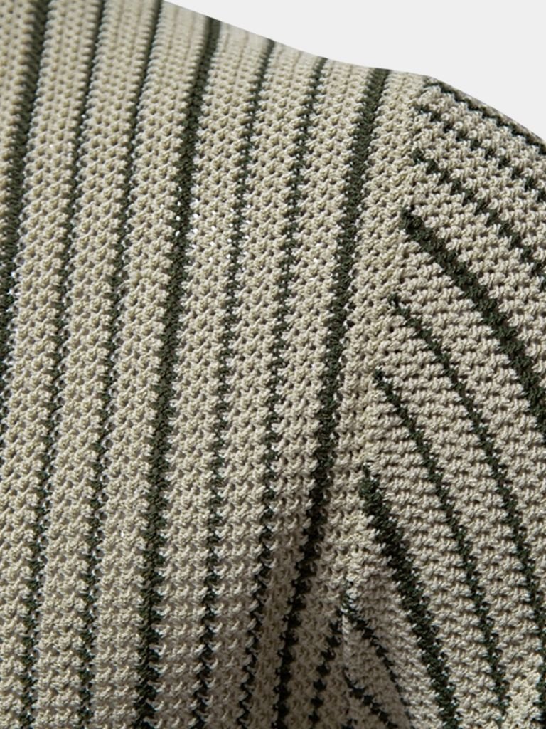 Striped Knit Polo Shirt - Cross & Crown