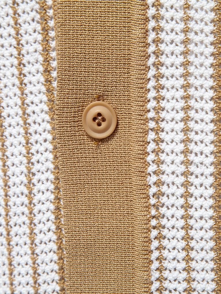 Striped Knit Polo Shirt - Cross & Crown