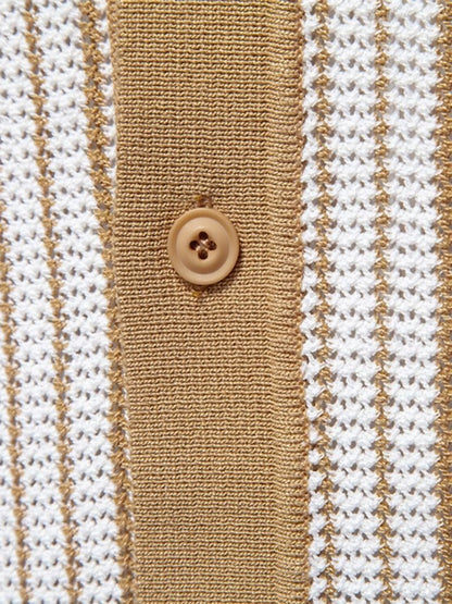 Striped Knit Polo Shirt - Cross & Crown