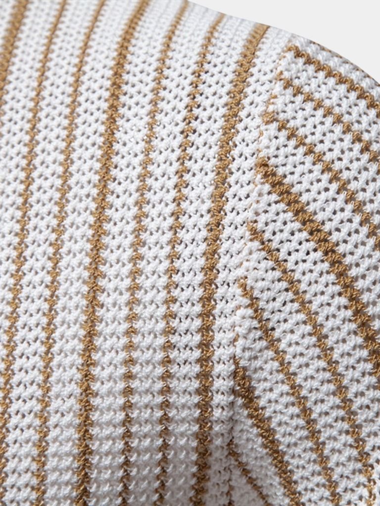 Striped Knit Polo Shirt - Cross & Crown