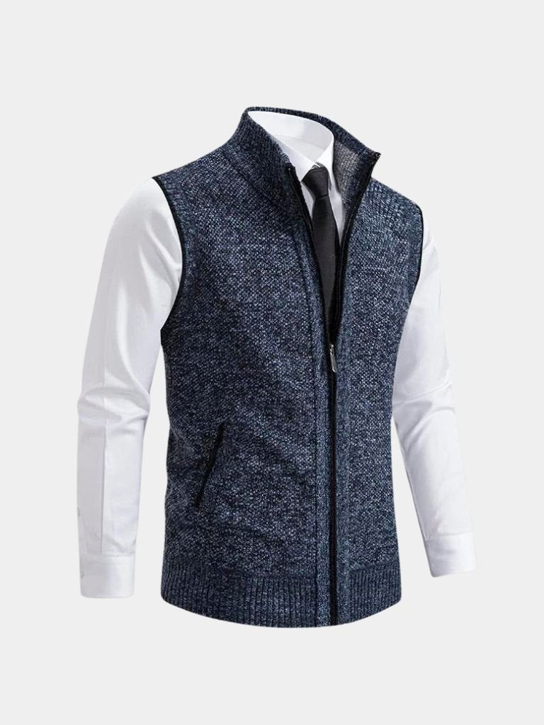 Elegant Full-Zip Sweater Vest - Cross & Crown
