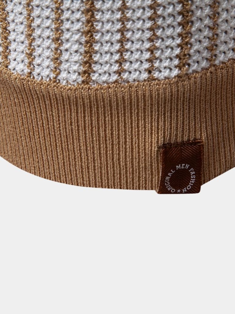 Striped Knit Polo Shirt - Cross & Crown