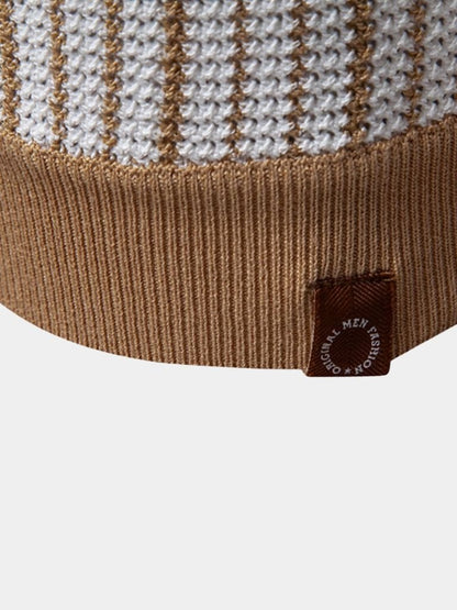 Striped Knit Polo Shirt - Cross & Crown