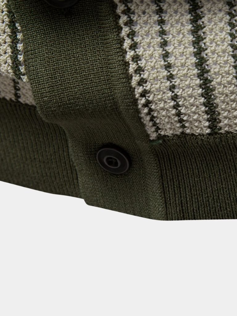 Striped Knit Polo Shirt - Cross & Crown