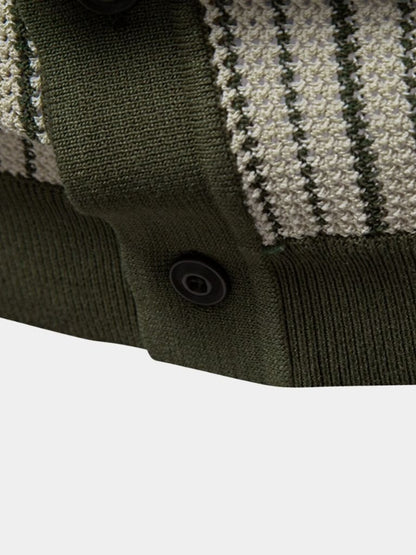 Striped Knit Polo Shirt - Cross & Crown