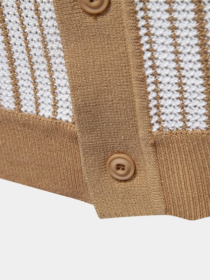 Striped Knit Polo Shirt - Cross & Crown