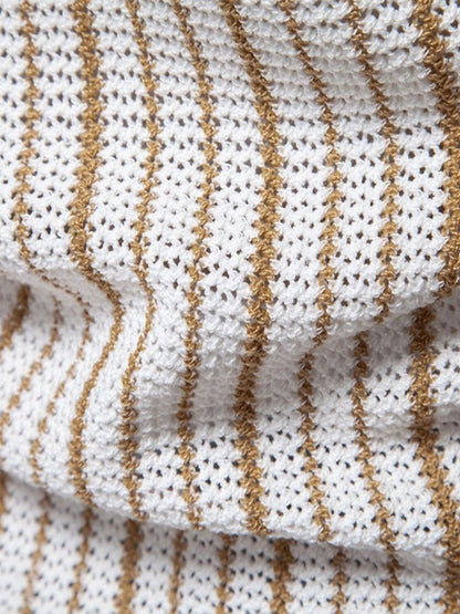 Striped Knit Polo Shirt - Cross & Crown