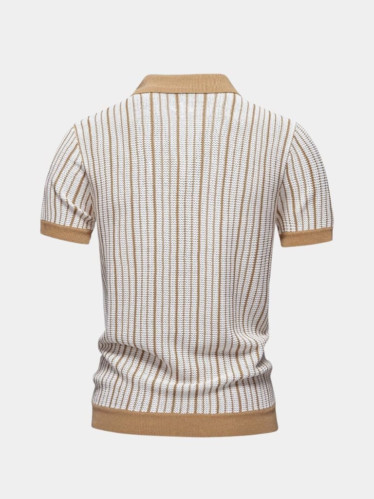 Striped Knit Polo Shirt - Cross & Crown