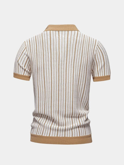 Striped Knit Polo Shirt - Cross & Crown