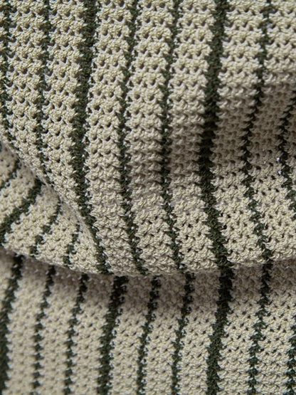 Striped Knit Polo Shirt - Cross & Crown