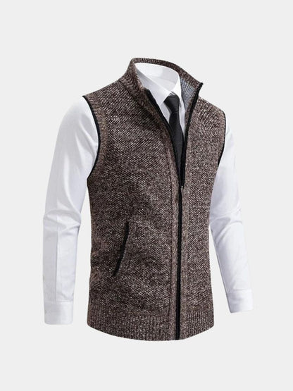 Elegant Full-Zip Sweater Vest - Cross & Crown