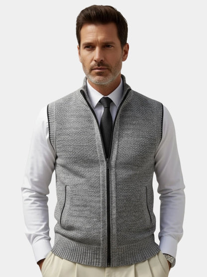 Elegant Full-Zip Sweater Vest - Cross & Crown
